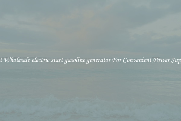 Get Wholesale electric start gasoline generator For Convenient Power Supply