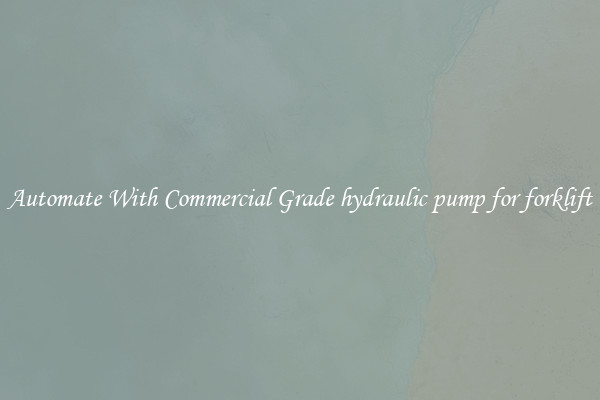 Automate With Commercial Grade hydraulic pump for forklift